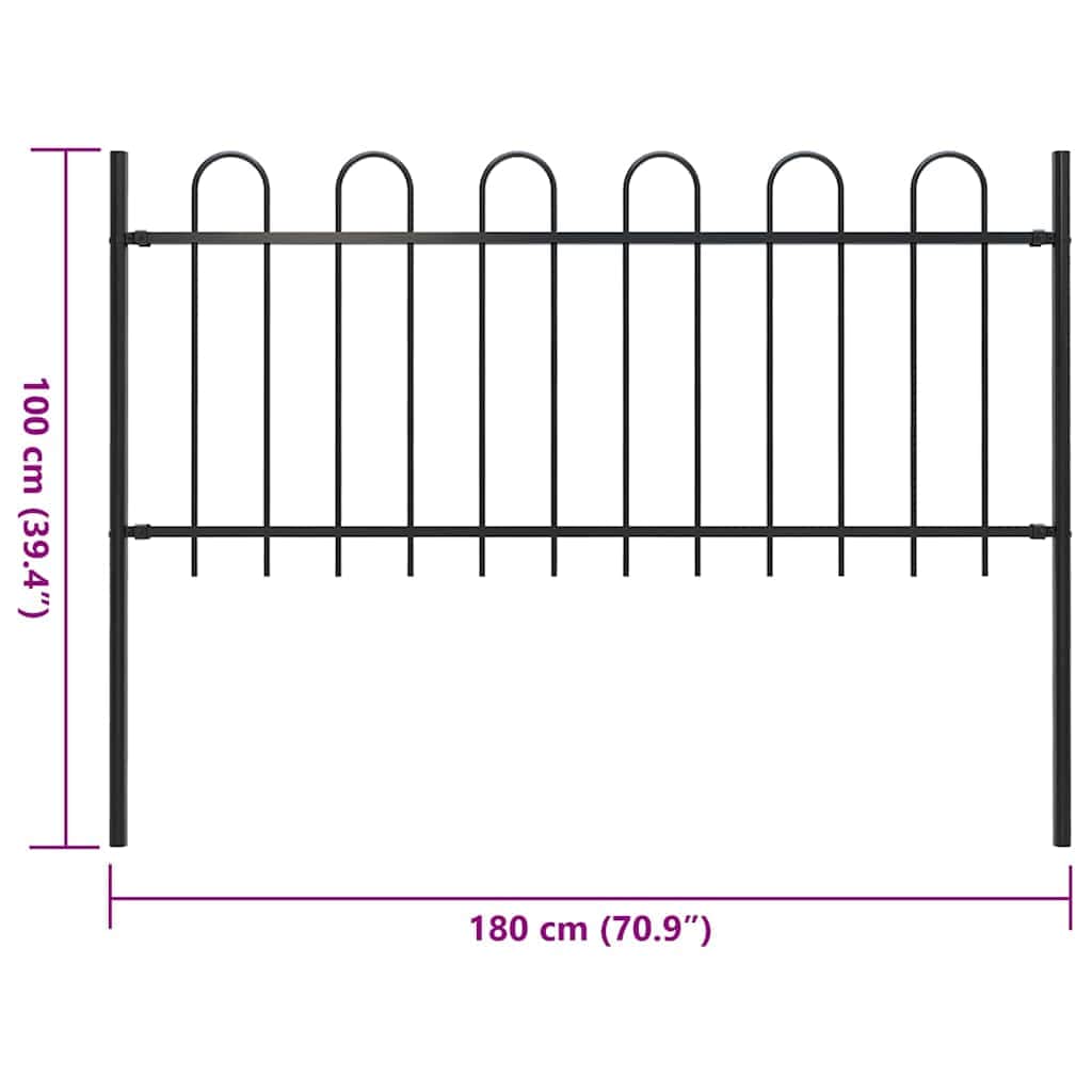 Garden Fence with Hoop Top Steel_Black