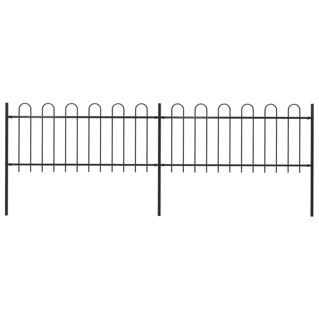 Garden Fence with Hoop Top Steel-  Black
