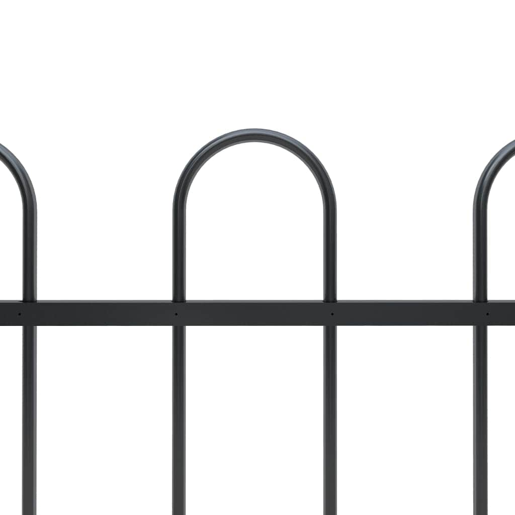 Garden Fence with Hoop Top Steel-  Black