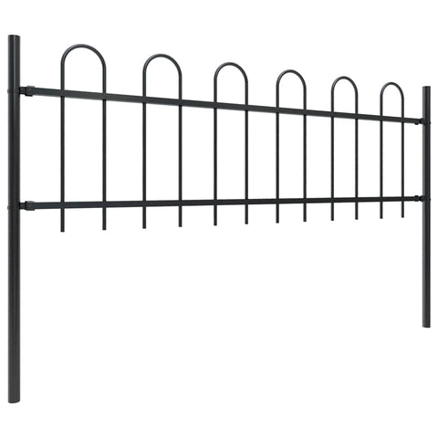 Garden Fence with Hoop Top Steel -Black