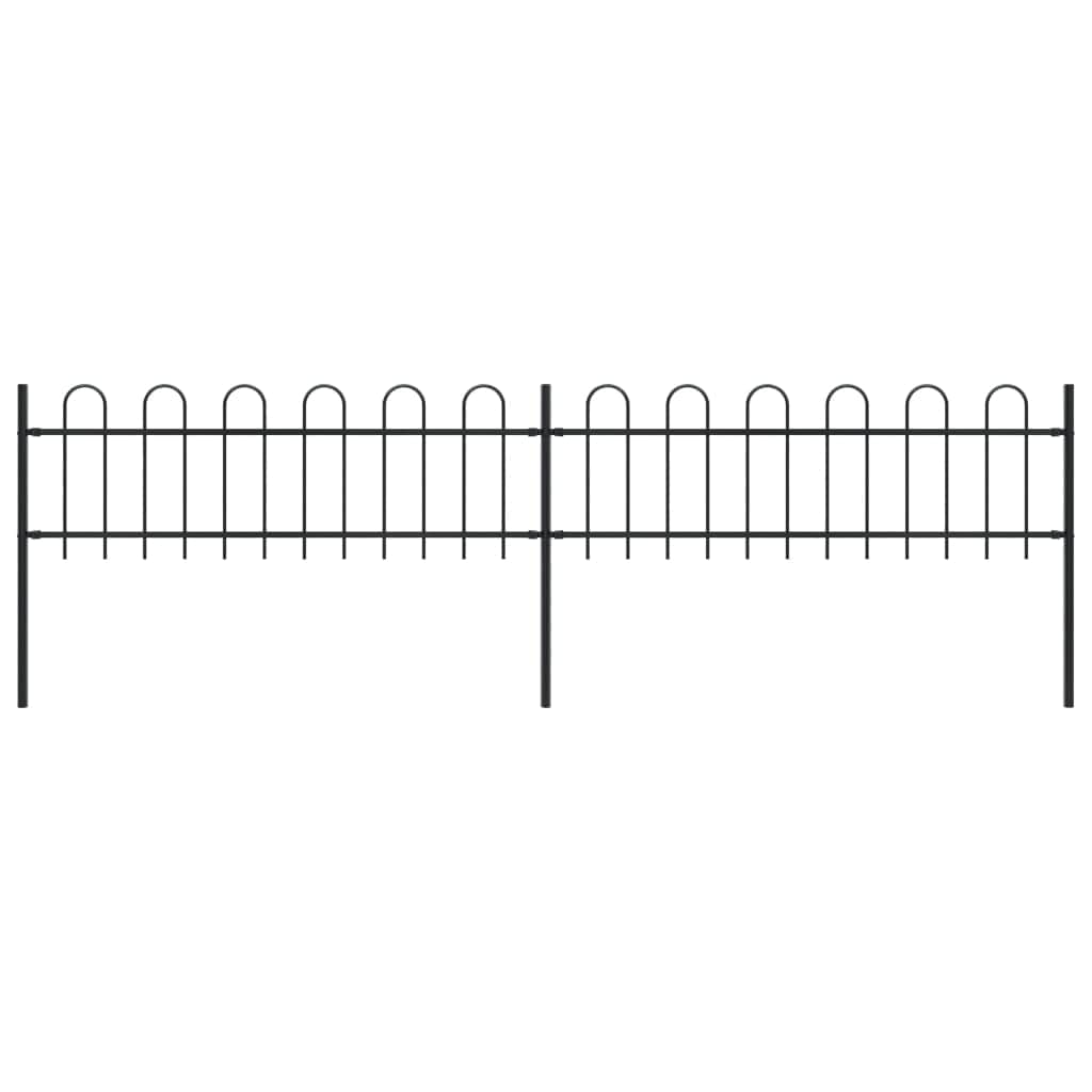 Garden Fence with Hoop Top Steel Black - Simple deals
