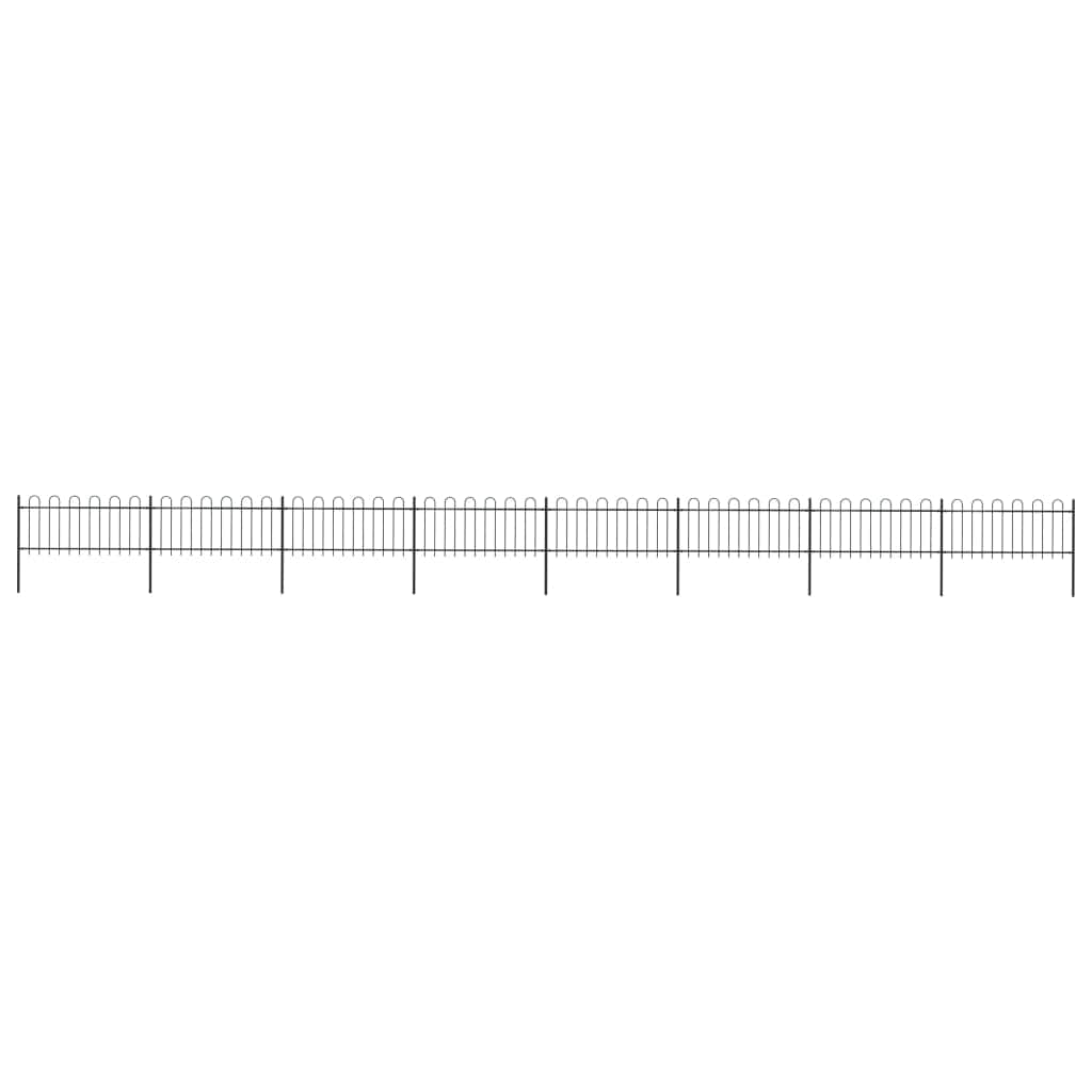Garden Fence with Hoop Top Steel Durable -Black