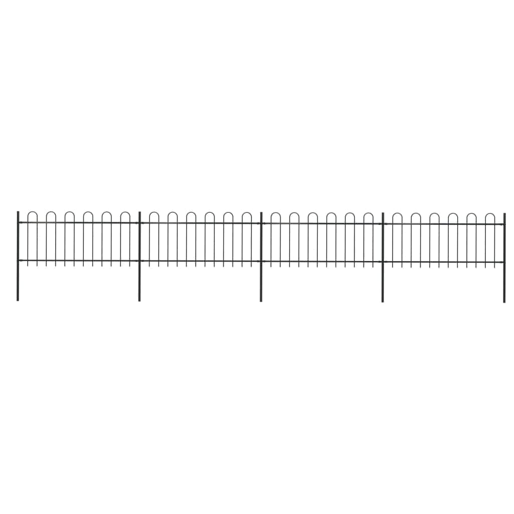 Garden Fence with Hoop Top Steel Durable Black