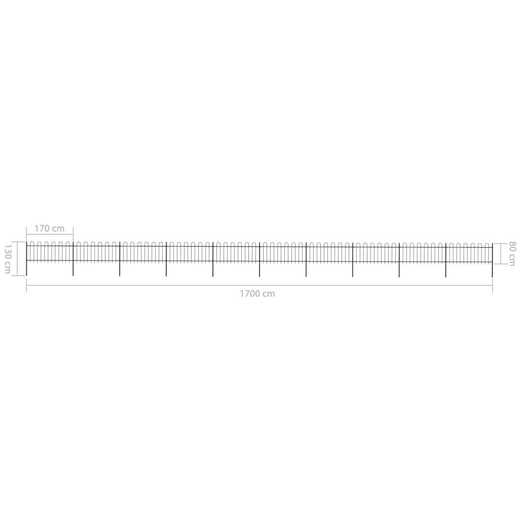 Garden Fence with Hoop Top Steel Secuirty Black