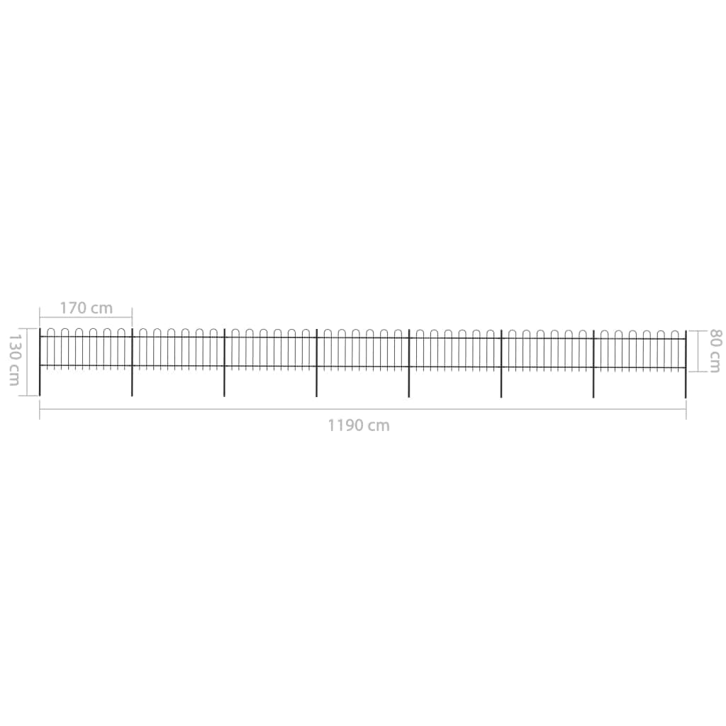 Garden Fence with Hoop Top Steel Study -Black