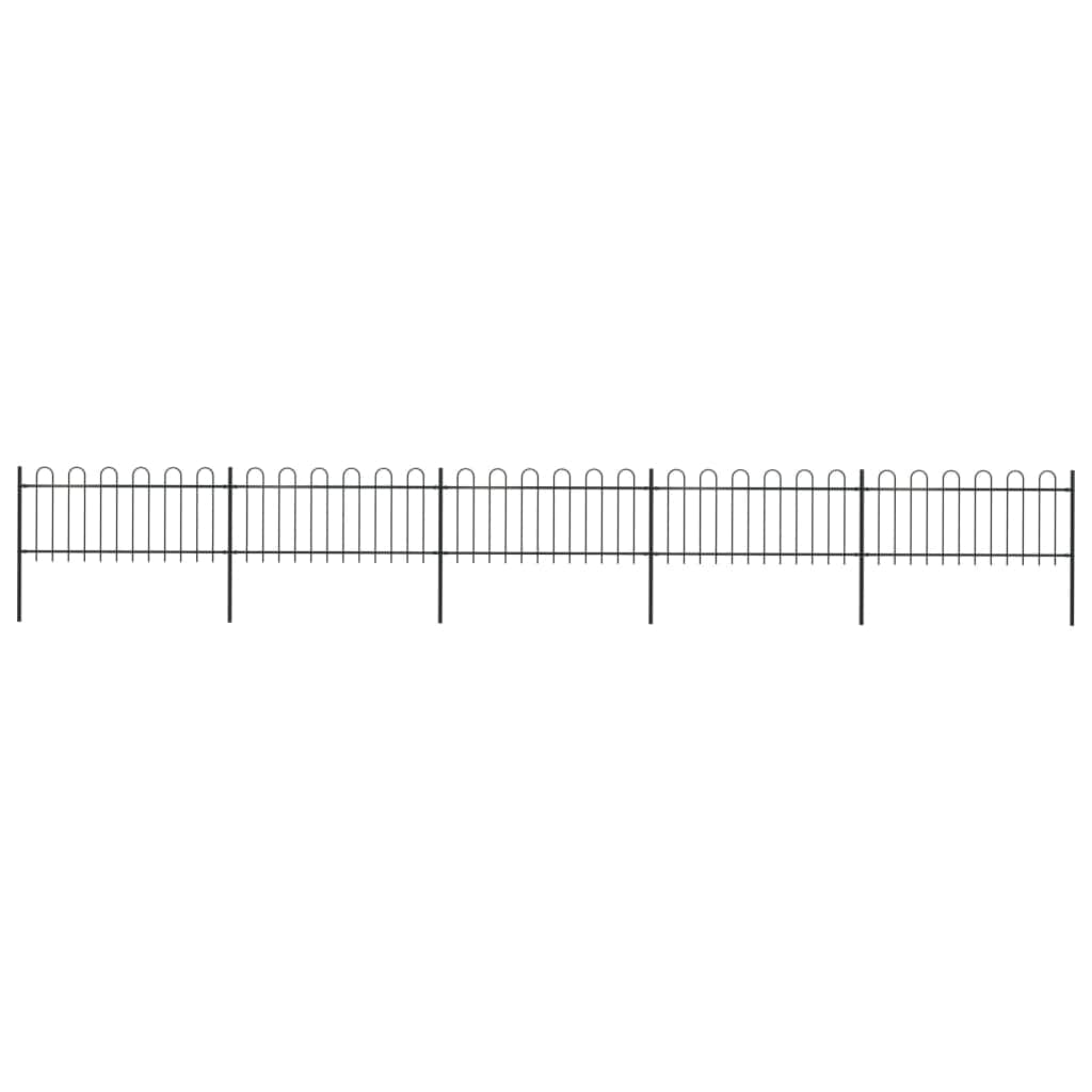 Garden Fence with Hoop Top Steel Study Black