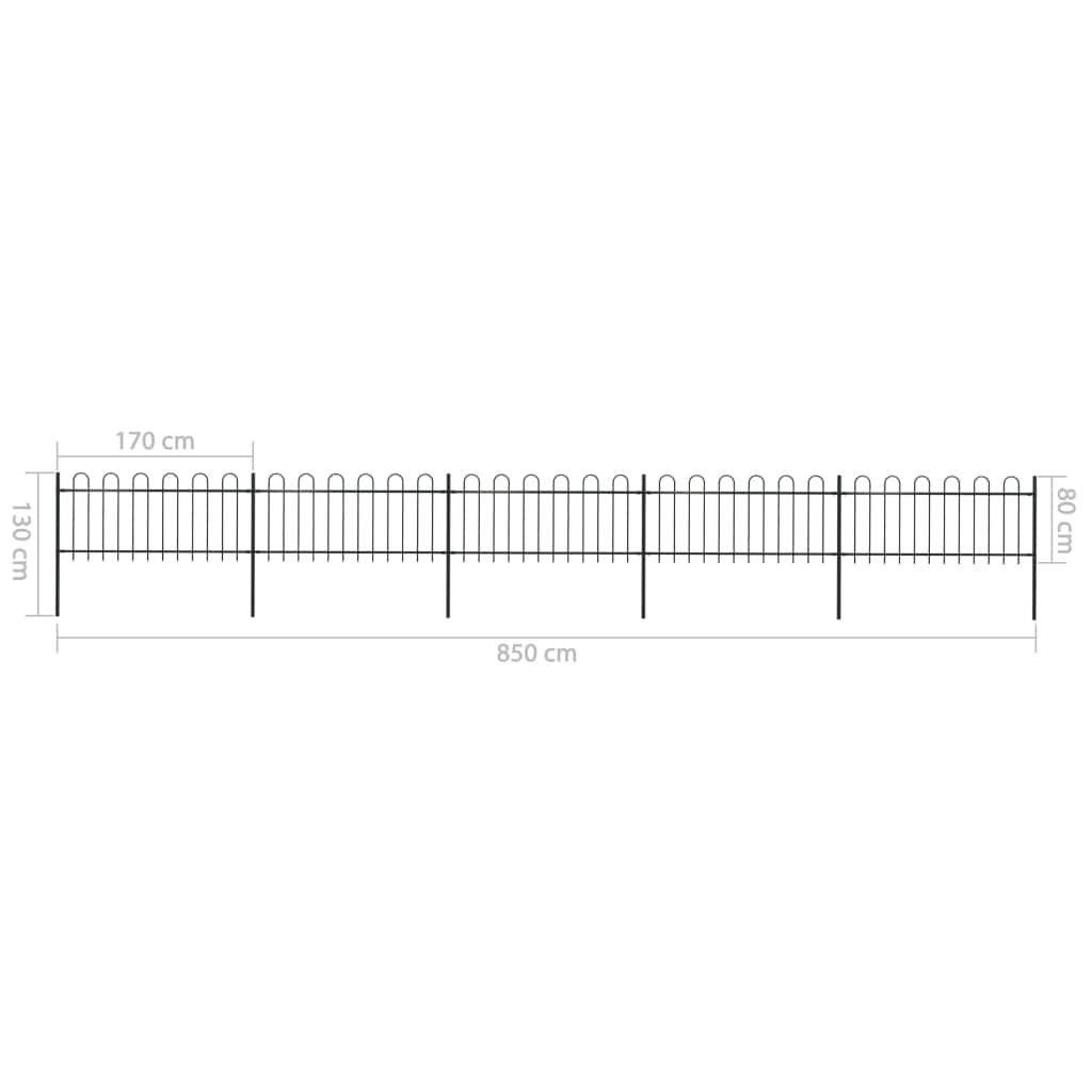 Garden Fence with Hoop Top Steel Study Black
