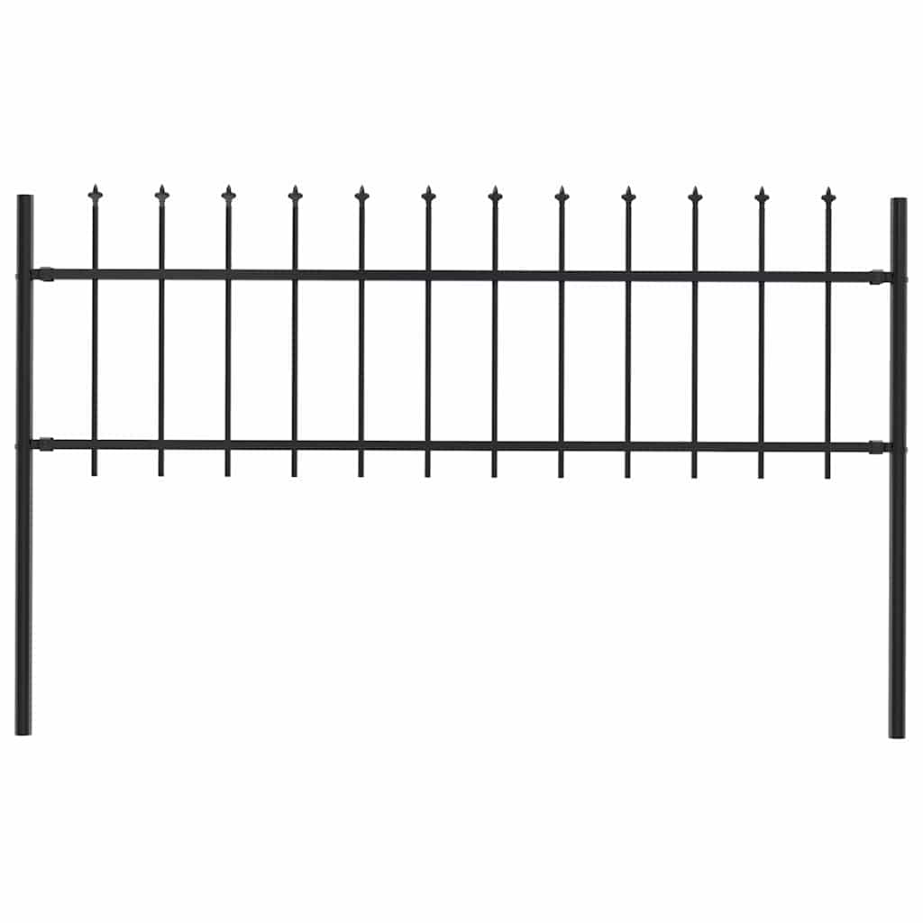 Garden Fence with Spear Top Steel (Black)