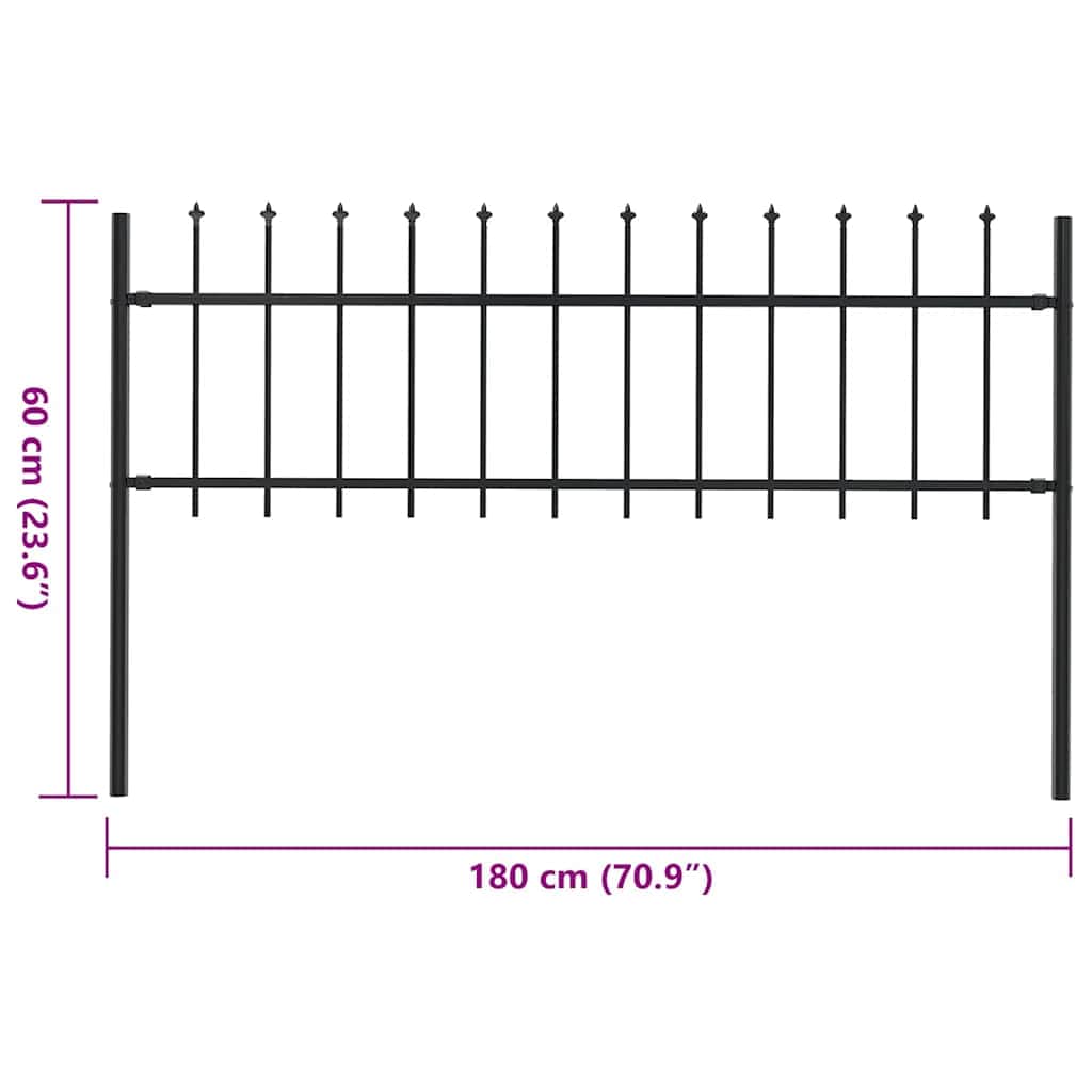 Garden Fence with Spear Top Steel (Black)
