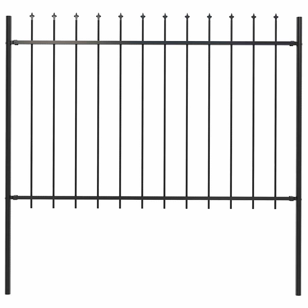 Garden Fence with Spear Top Steel , Black