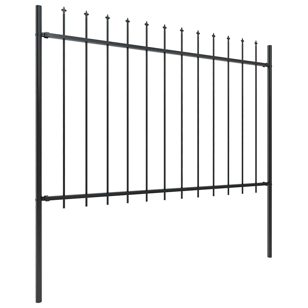 Garden Fence with Spear Top Steel , Black