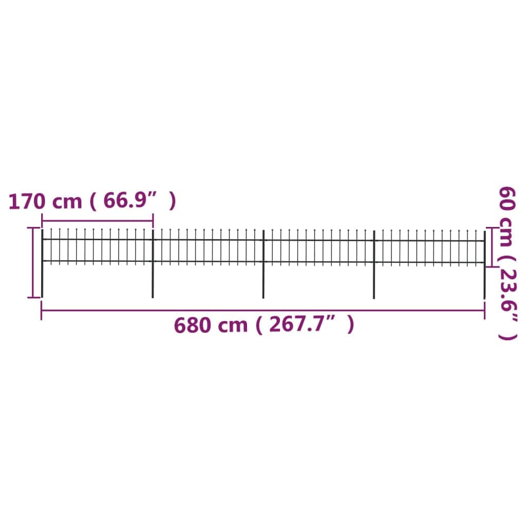 Garden Fence with Spear Top Steel ,Black