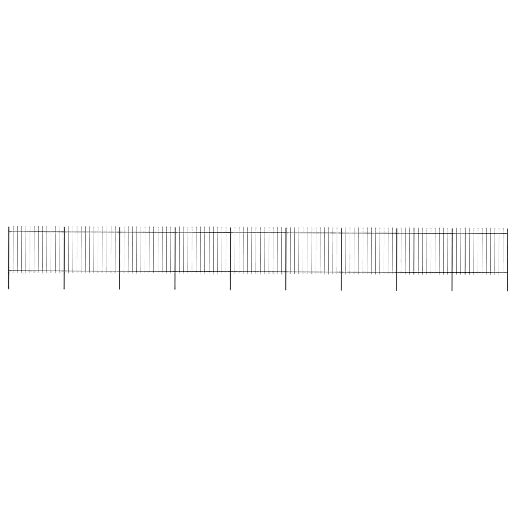 Garden Fence with Spear Top Steel Black