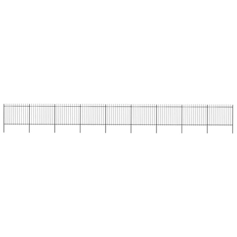 Garden Fence with Spear Top Steel Black