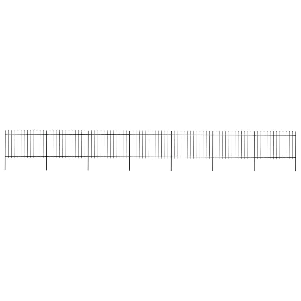 Garden Fence with Spear Top Steel,Black