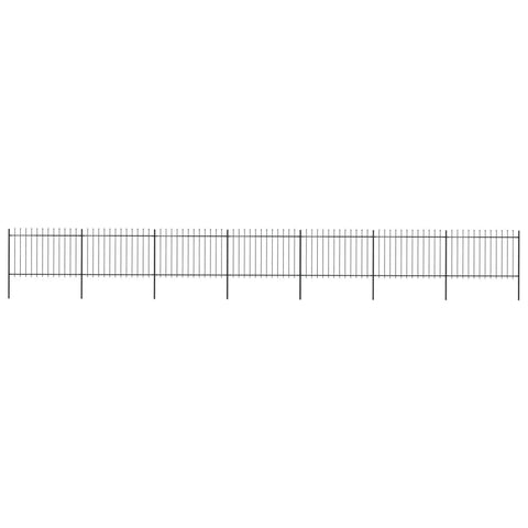 Garden Fence with Spear Top Steel,Black