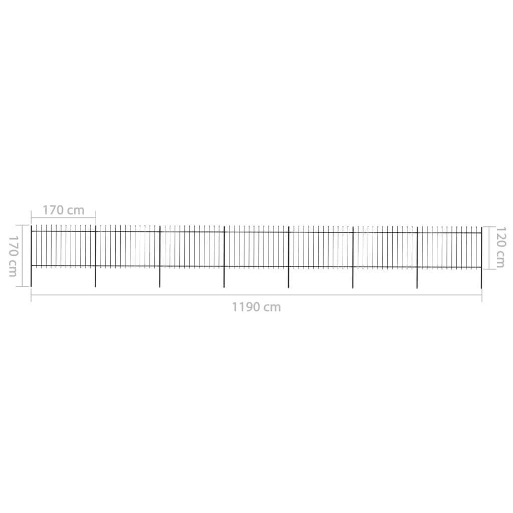Garden Fence with Spear Top Steel,Black