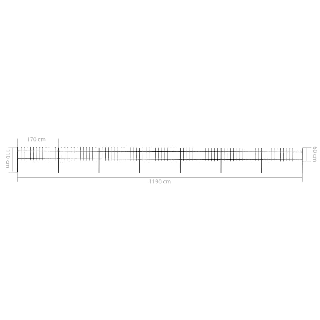 Garden Fence with Spear Top Steel- Black