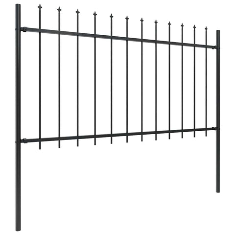 Garden Fence with Spear Top Steel--Black