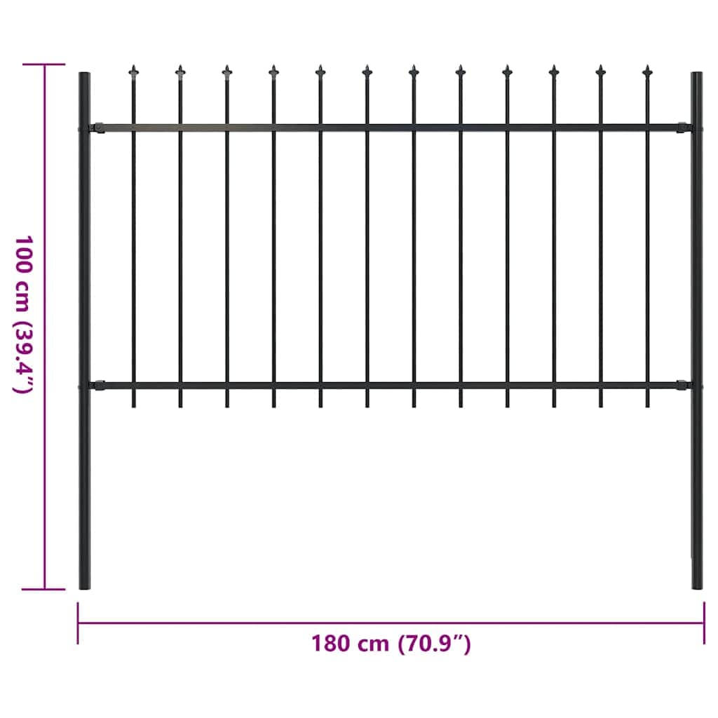 Garden Fence with Spear Top Steel--Black