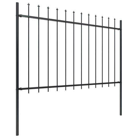 Garden Fence with Spear Top Steel-Black