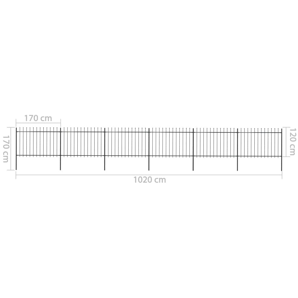 Garden Fence with Spear Top Steel-Black