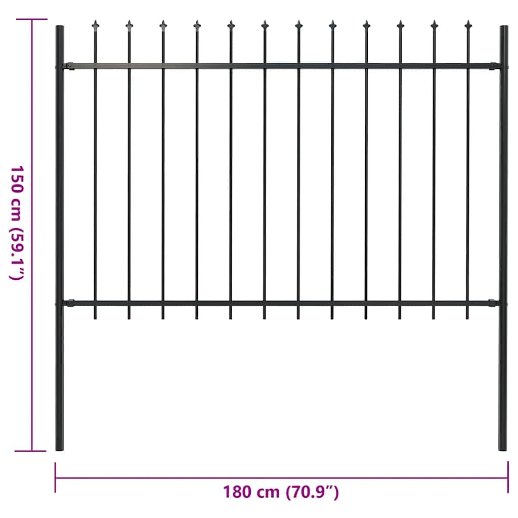 Garden Fence with Spear Top Steel {Black}