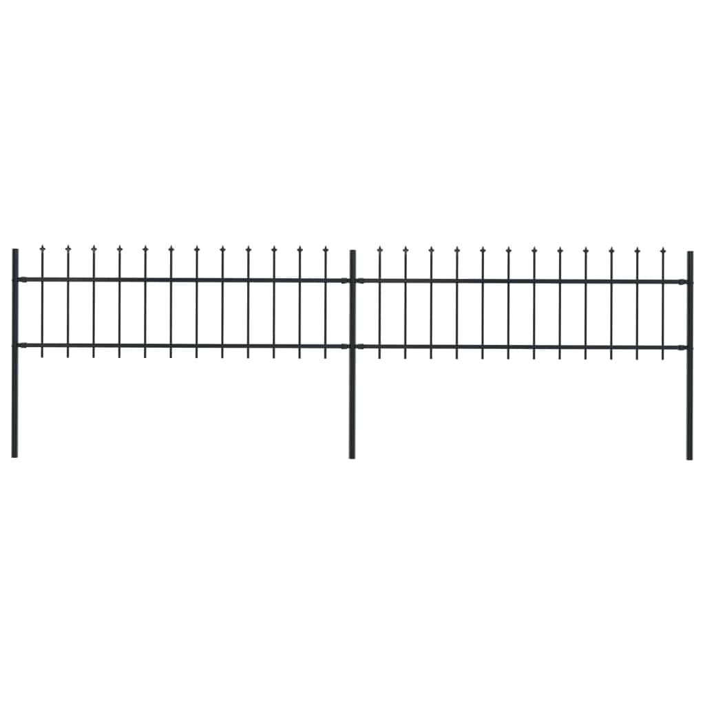 Garden Fence with Spear Top Steel -Black