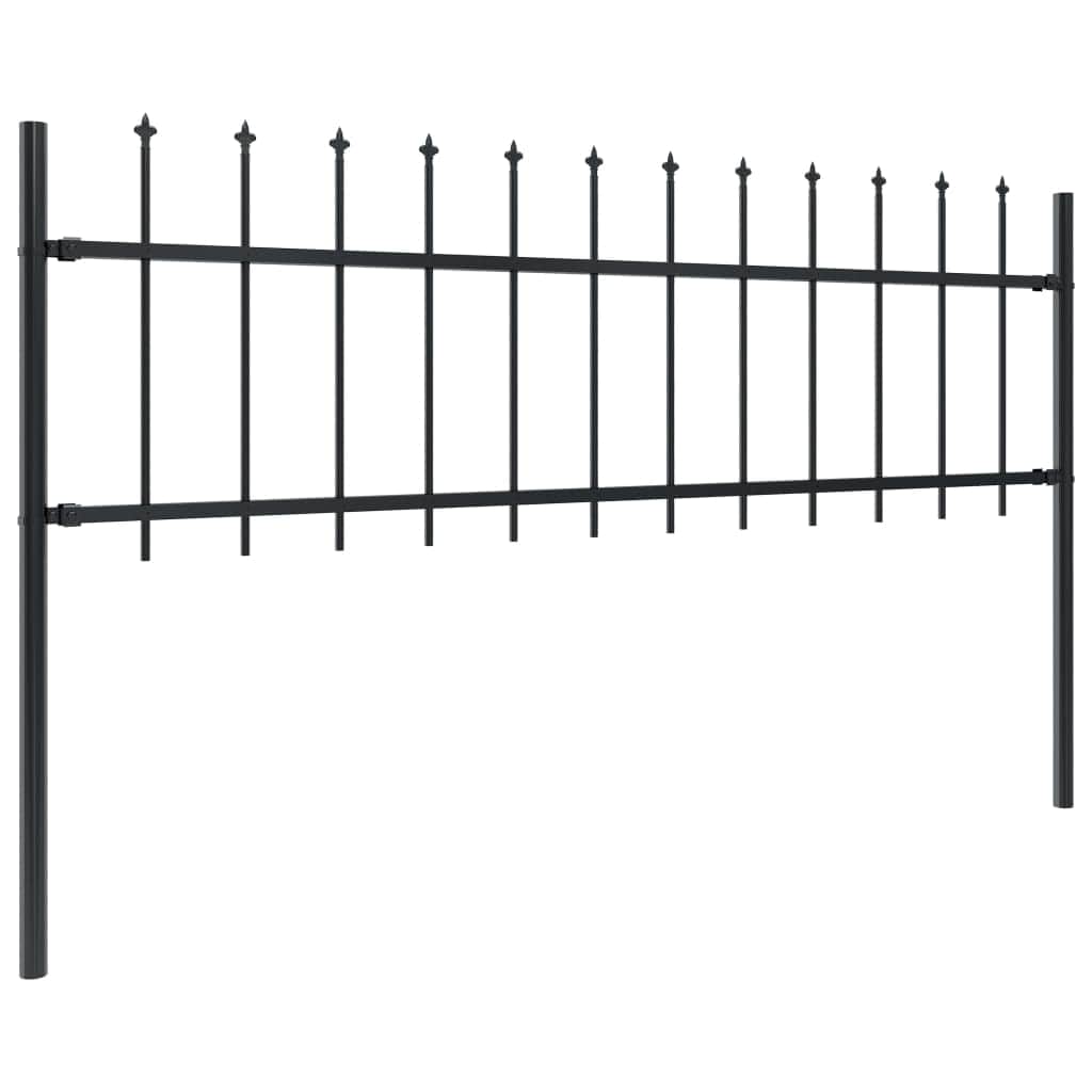 Garden Fence with Spear Top Steel -Black