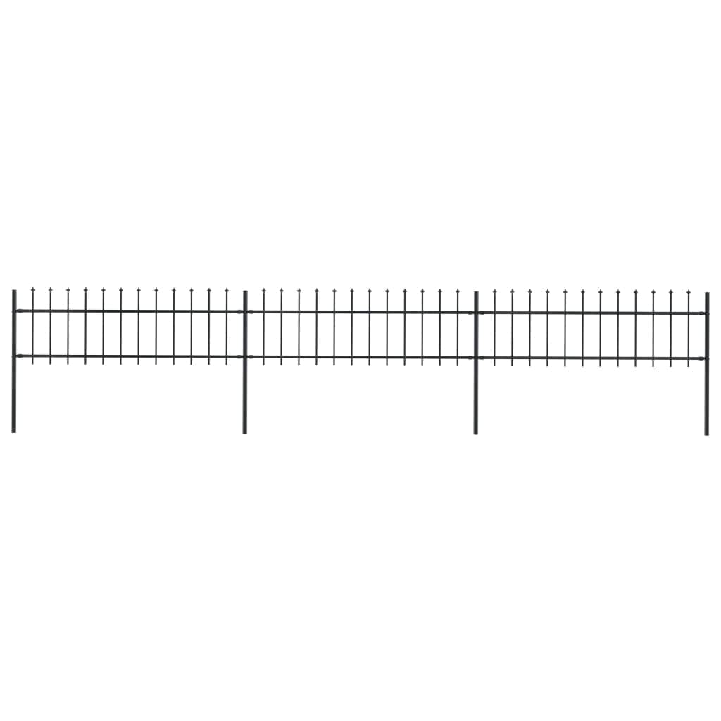 Garden Fence with Spear Top Steel, Black
