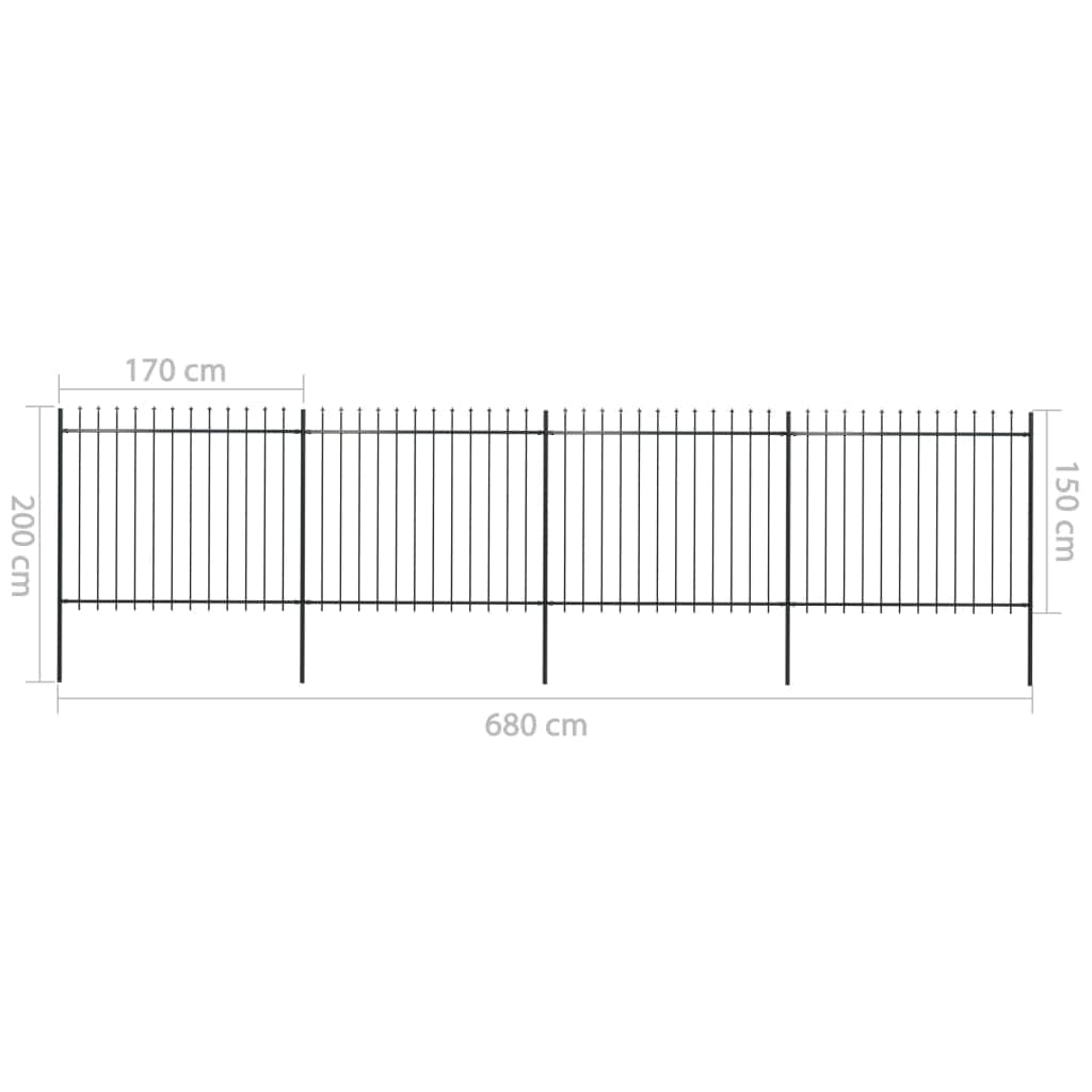Garden Fence with Spear Top Steel Durable ,Black