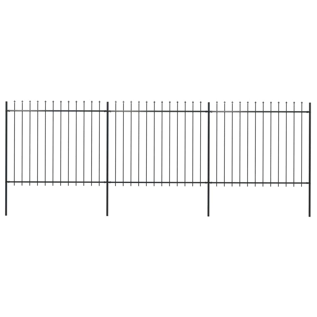 Garden Fence with Spear Top Steel Durable -Black