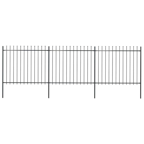Garden Fence with Spear Top Steel Durable -Black