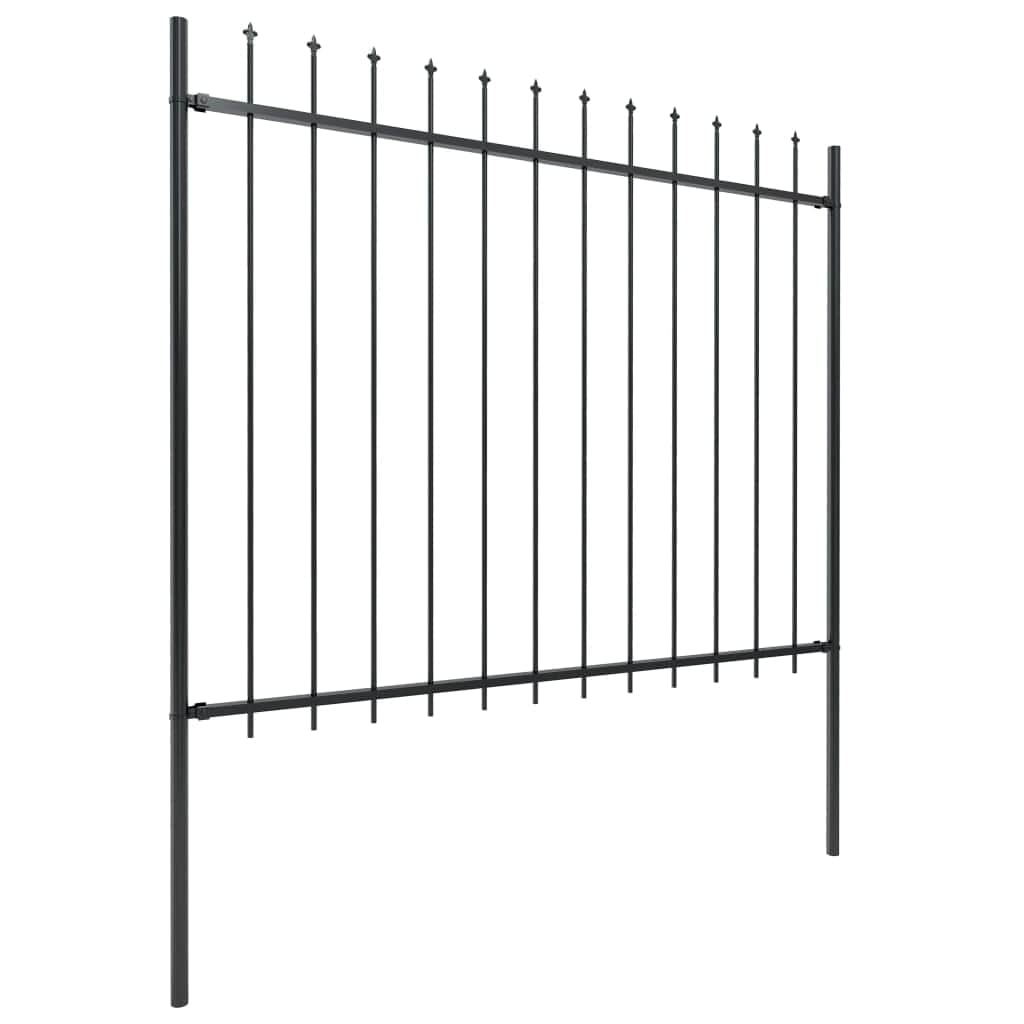 Garden Fence with Spear Top Steel Durable -Black