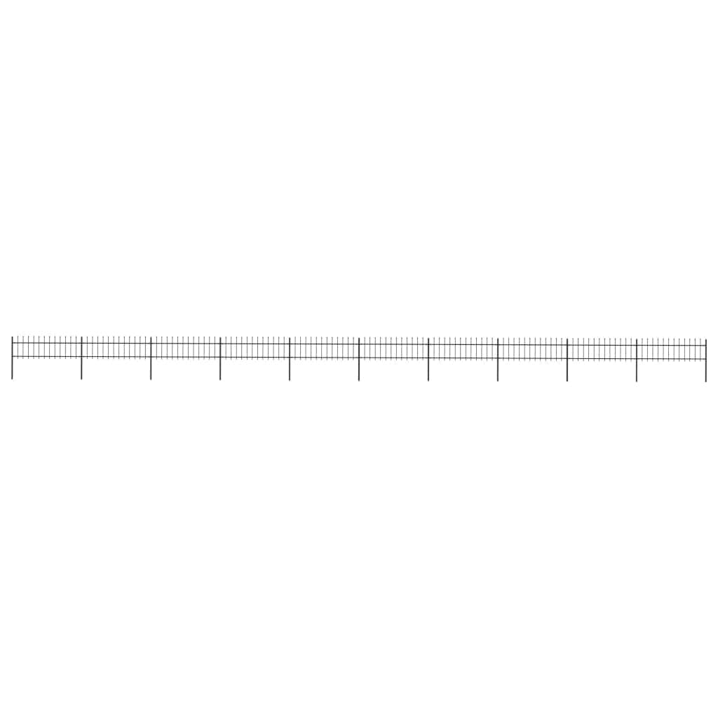 Garden Fence with Spear Top Steel Durable Black