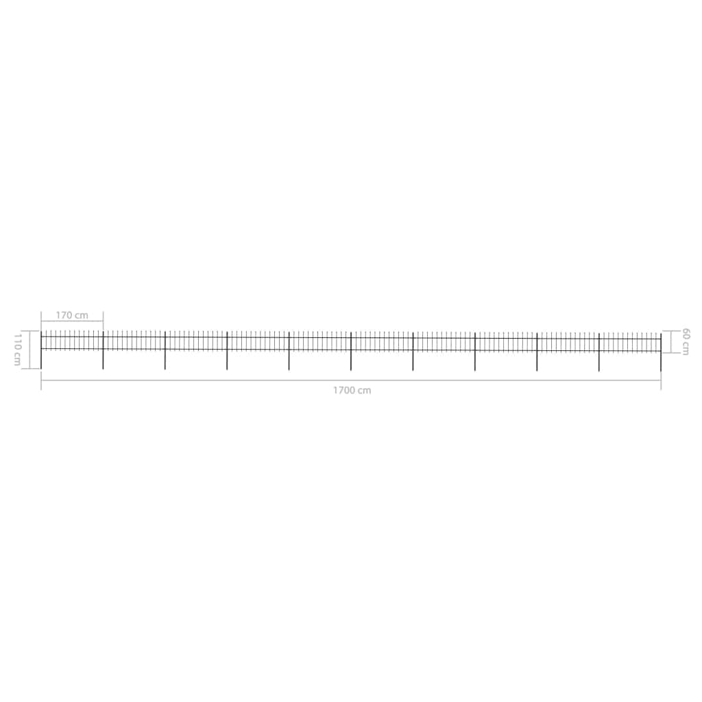 Garden Fence with Spear Top Steel Durable Black