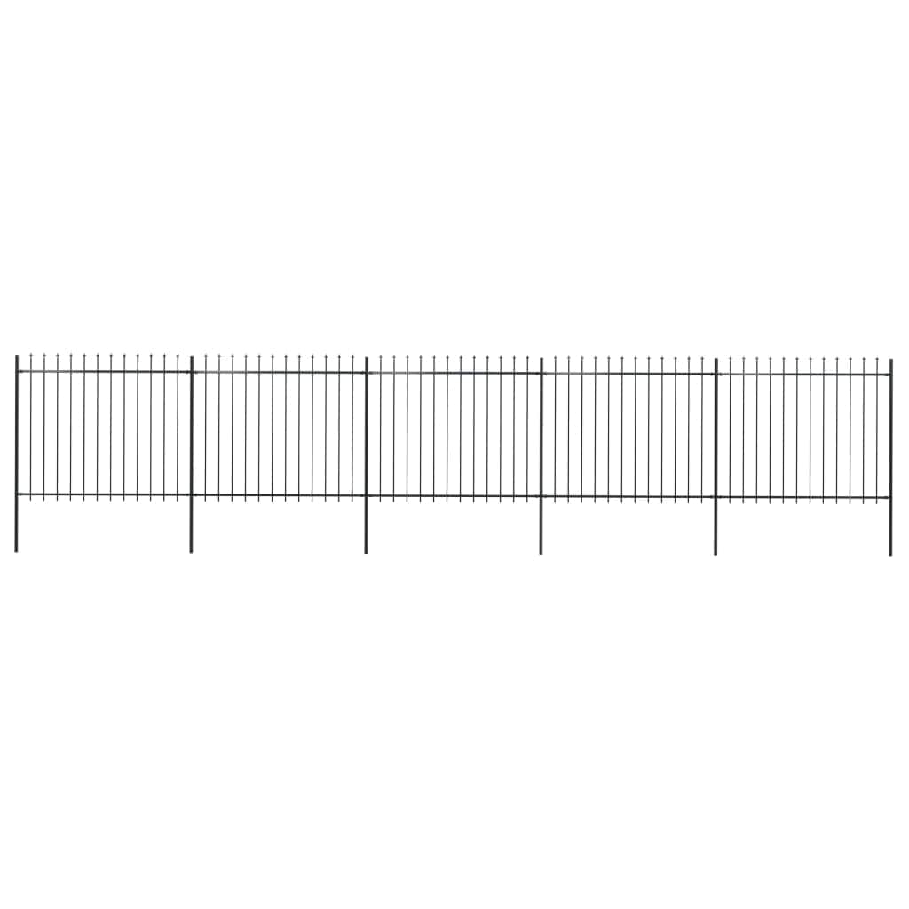 Garden Fence with Spear Top Steel Durable, Black