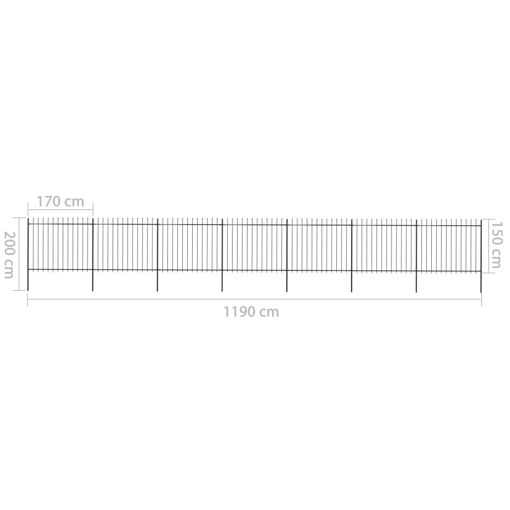 Garden Fence with Spear Top Steel Durable,Black