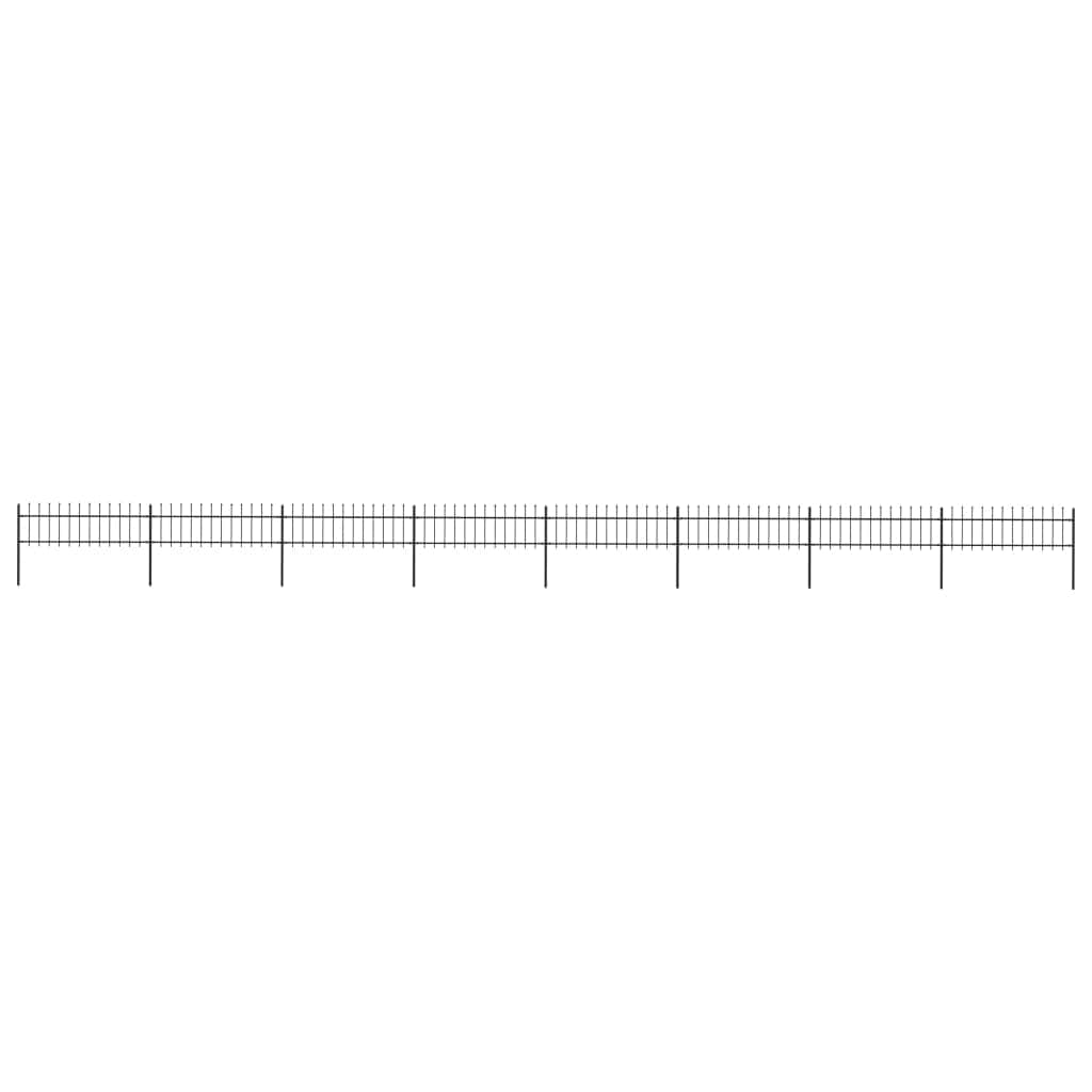 Garden Fence with Spear Top Steel Heavy Duty Black