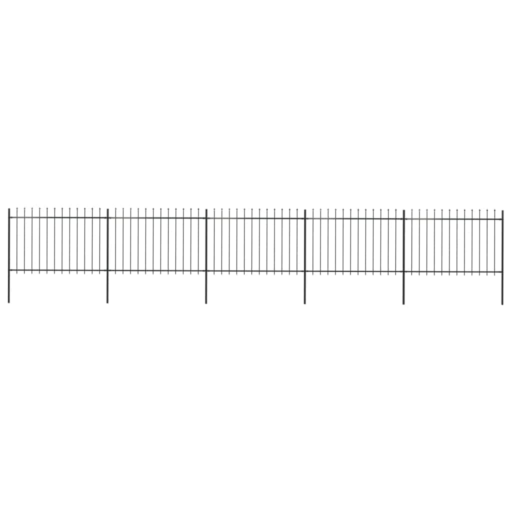 Garden Fence with Spear Top Steel Study Black