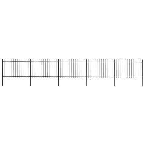Garden Fence with Spear Top Steel Study Black