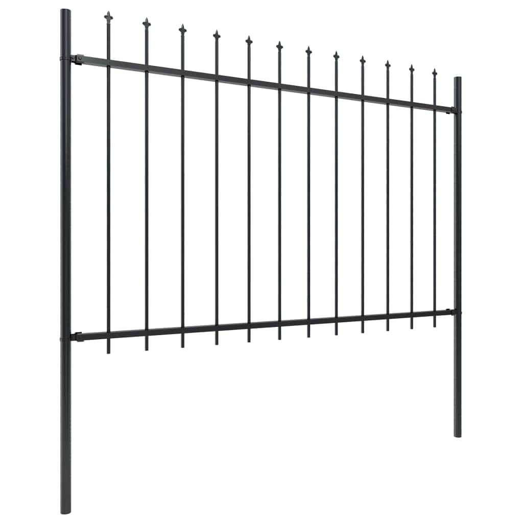 Garden Fence with Spear Top Steel Study Black