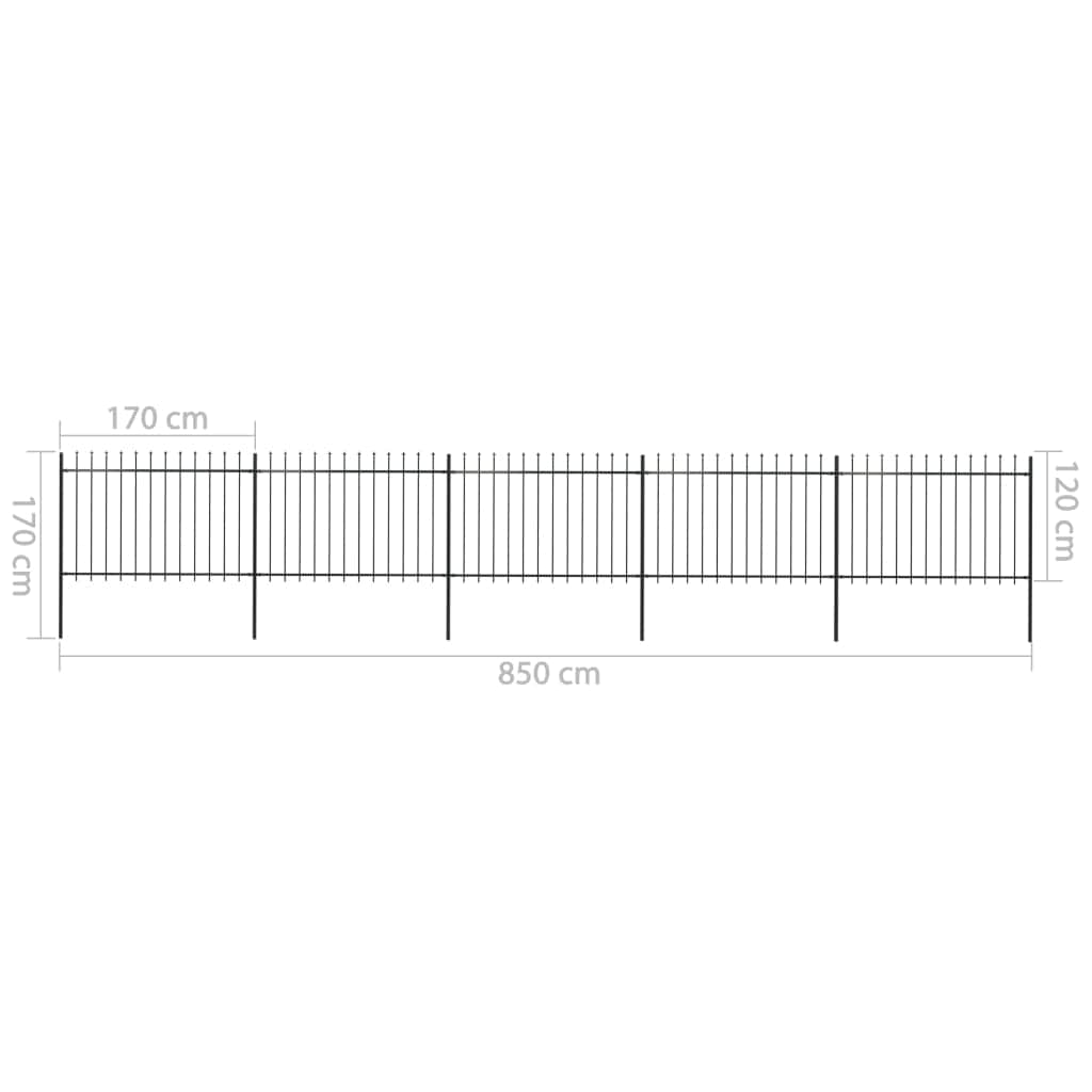 Garden Fence with Spear Top Steel Study Black