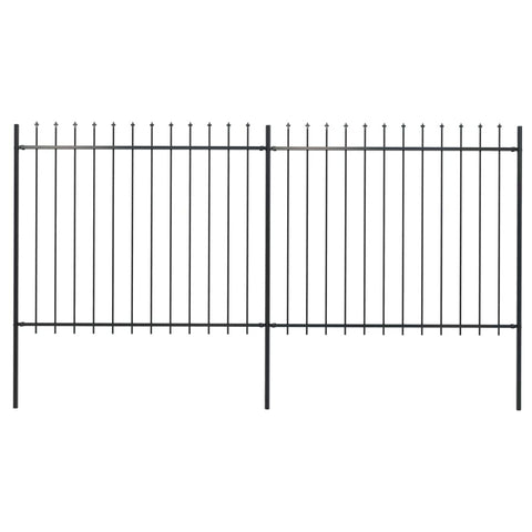 Garden Fence with Spear Top Steel Study_Black