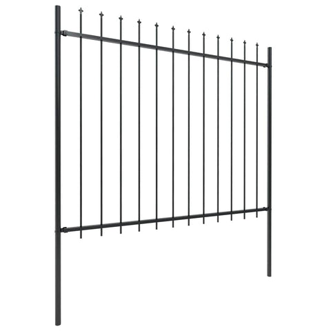 Garden Fence with Spear Top Steel Study_Black