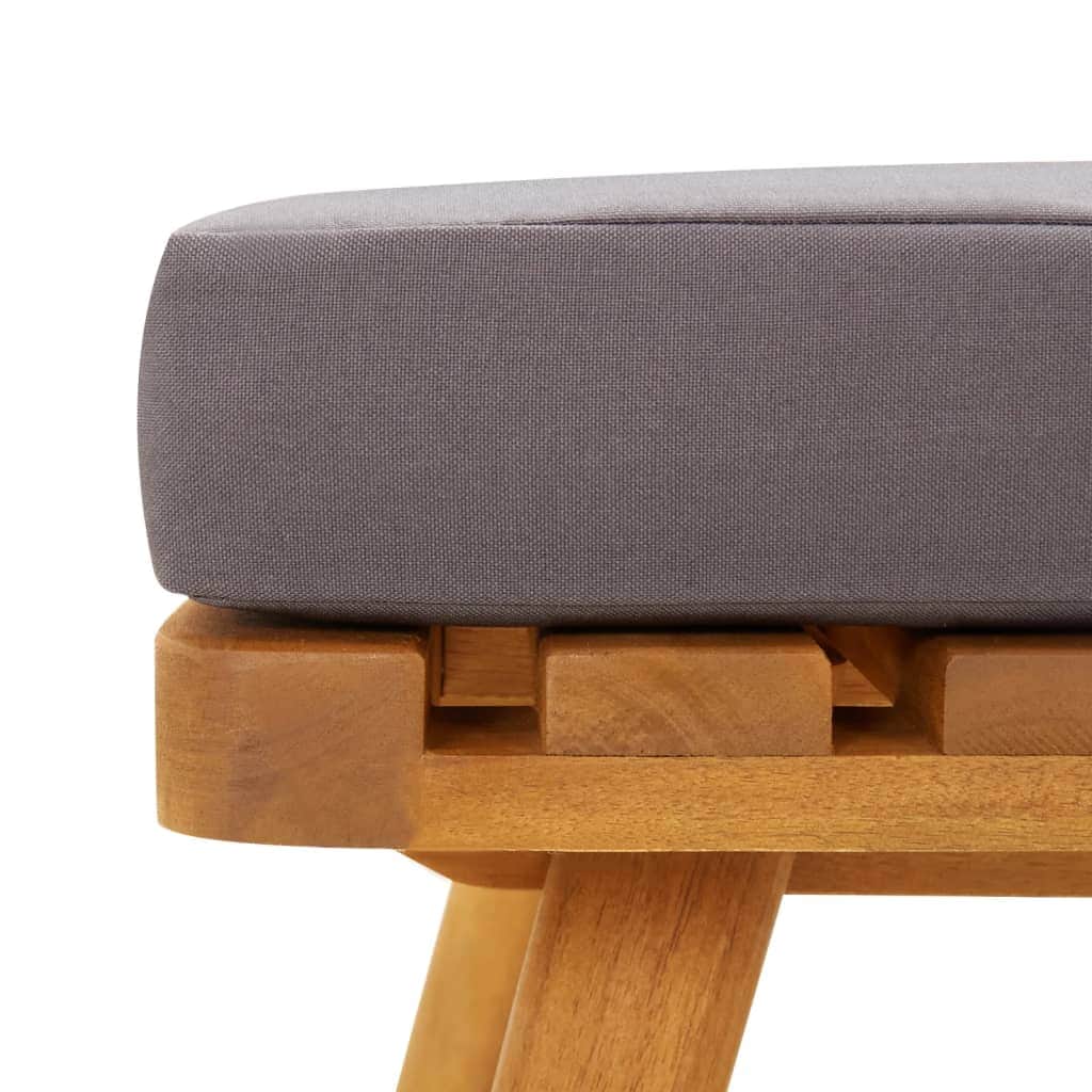 Garden Footstool with Cushion Solid Acacia Wood