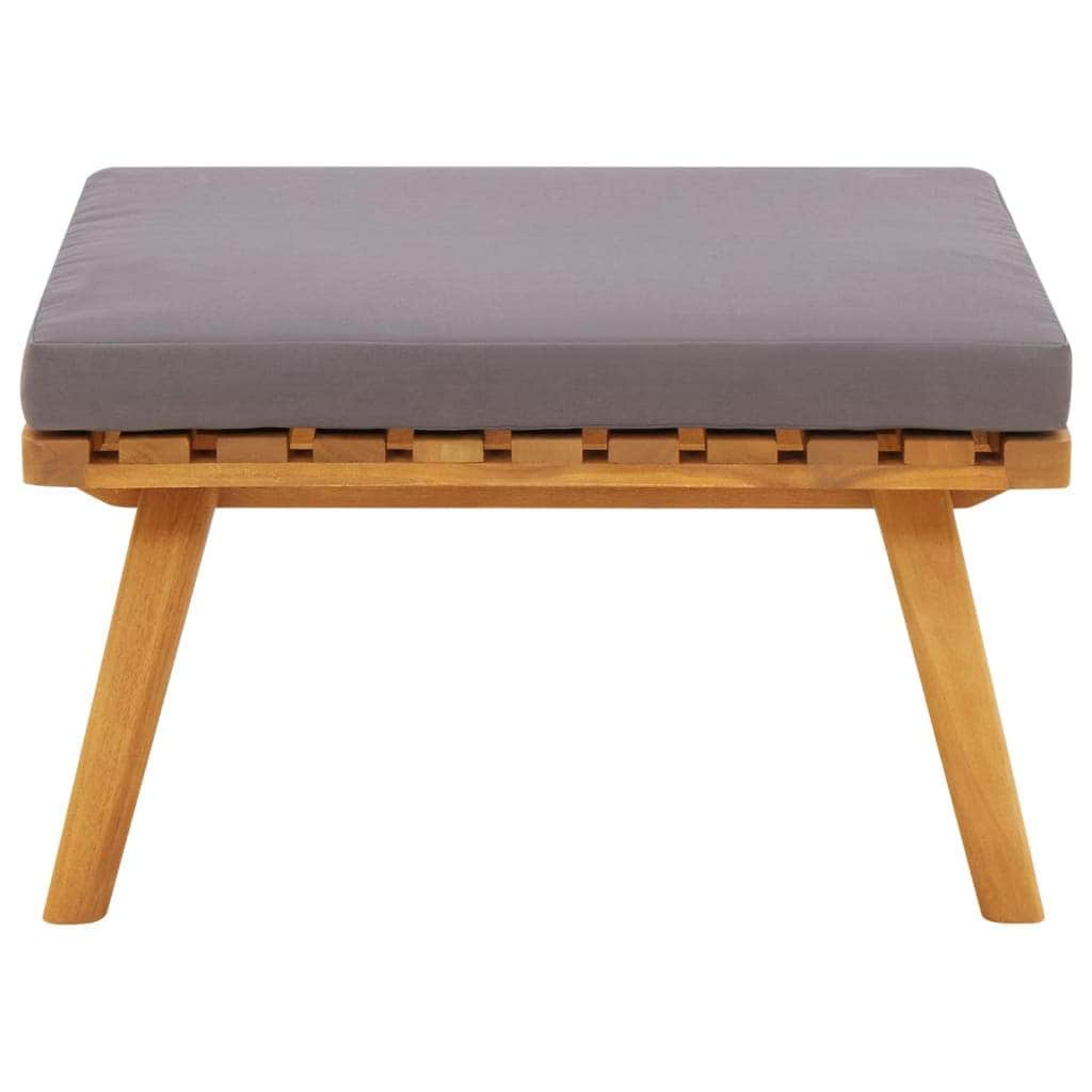 Garden Footstool with Cushion Solid Acacia Wood