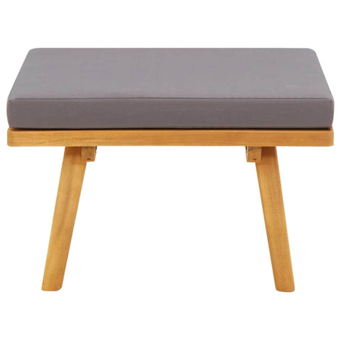 Garden Footstool with Cushion Solid Acacia Wood