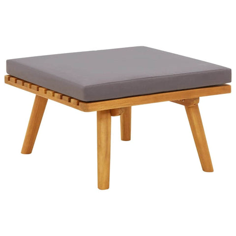 Garden Footstool with Cushion Solid Acacia Wood