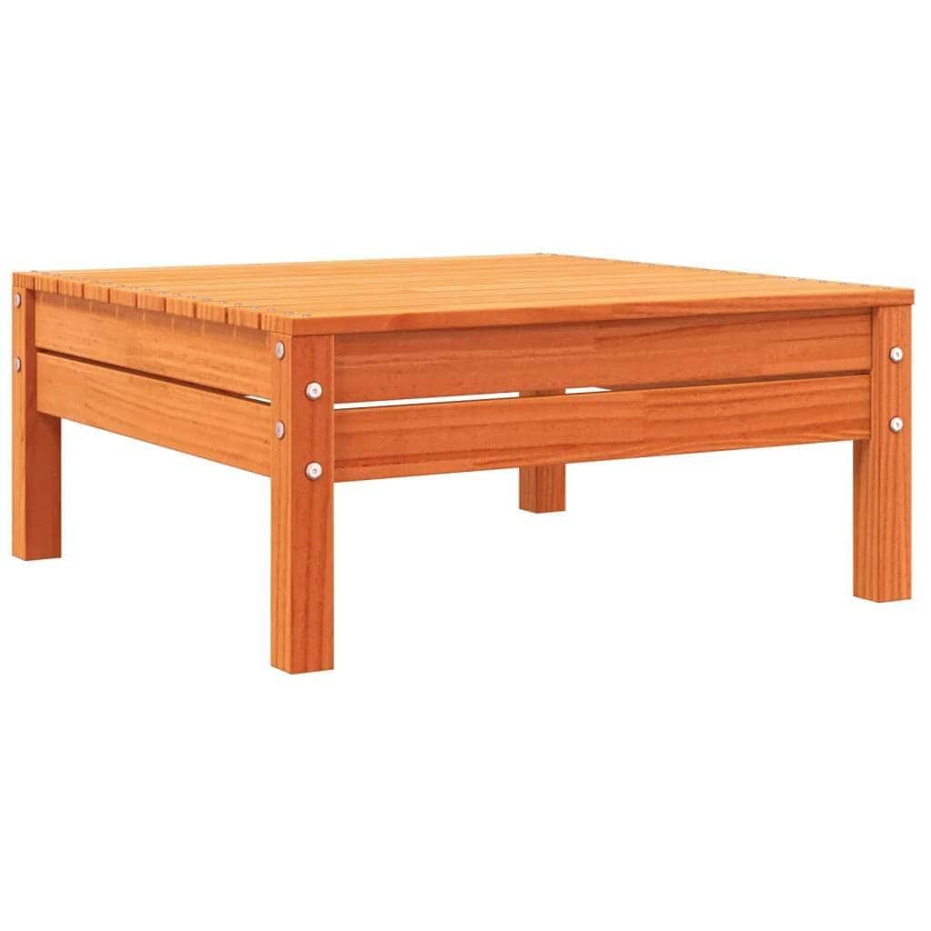 Outdoor Sectional Sofa Units - Garden Footstool with Cushion Wax Brown Solid Wood Pine